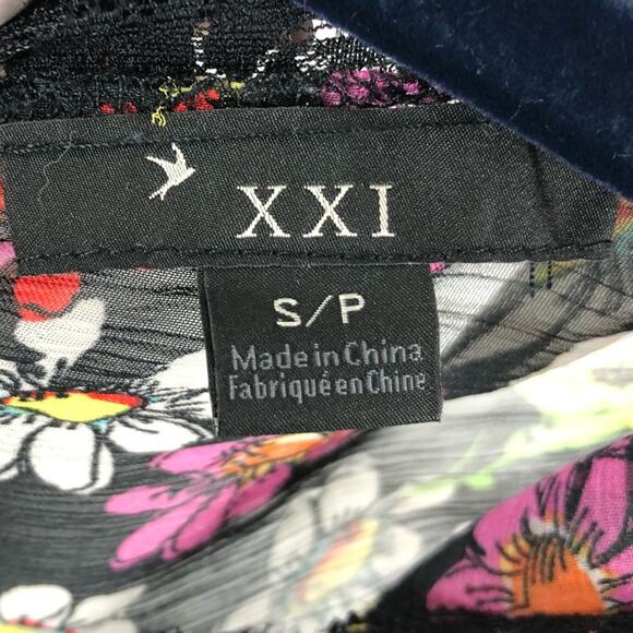 Vintage Forever 21 XX1 Sheer Floral Lace V-Neck Blouse Top Size Small Petite - Picture 5 of 8